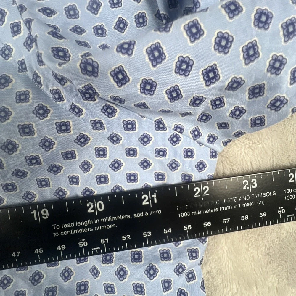 Polo Ralph Lauren Shirt Mens Medium Blue Geometric AOP Classic Stretch Button Up